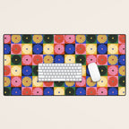 Retro Flowers Check Pattern XV Desk Mat Gallery Image 1