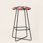 Retro Flowers Check Pattern XV Stool Gallery Image 1