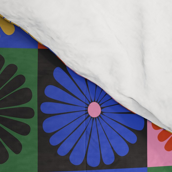 Retro Flowers Check Pattern XV Comforter Gallery Image 4