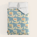 Festive Birds Blue Duvet Cover Gallery Image 6