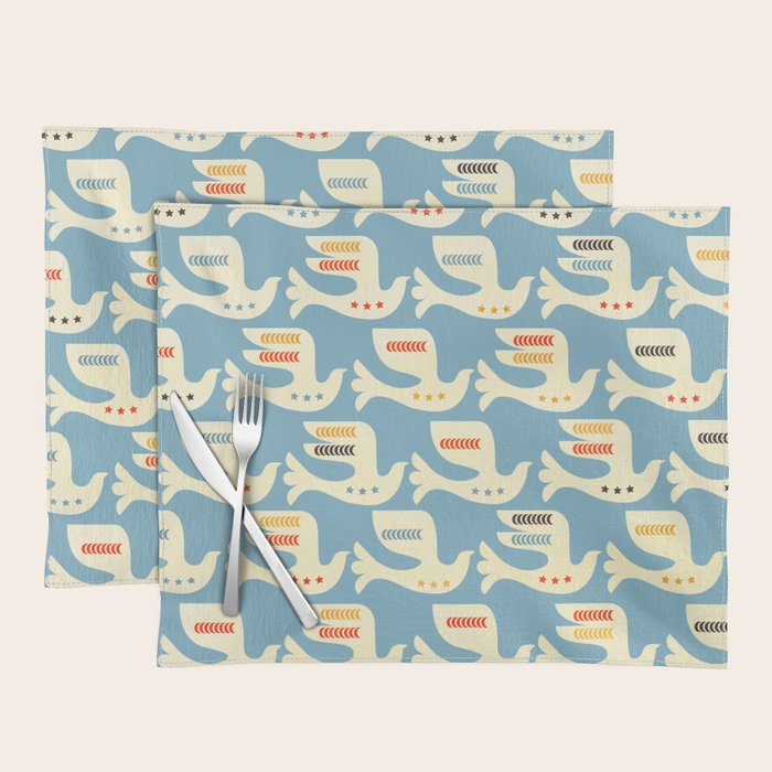 Festive Birds Blue Placemat Gallery Image 1