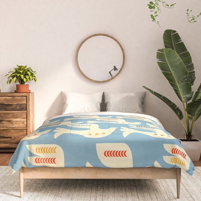 Festive Birds Blue Comforter Gallery Image 3