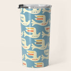 Festive Birds Blue Travel Mug Gallery Image 3