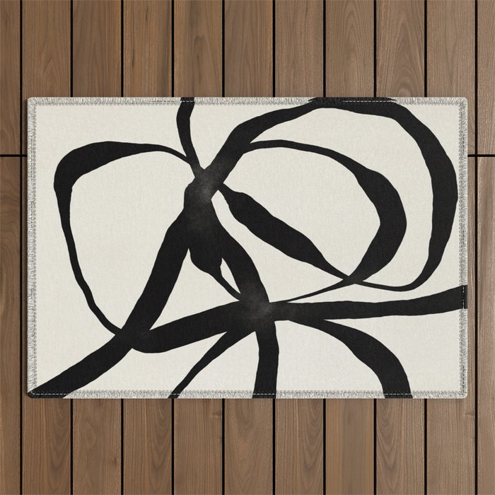 Black Twist 1 - Modern Art Print Outdoor Rug Gallery Image 1