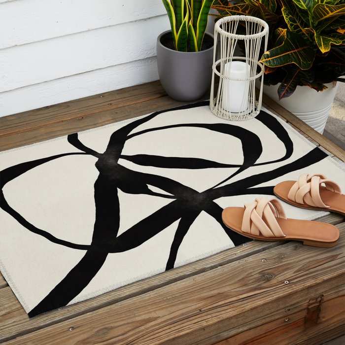 Black Twist 1 - Modern Art Print Outdoor Rug Gallery Image 2