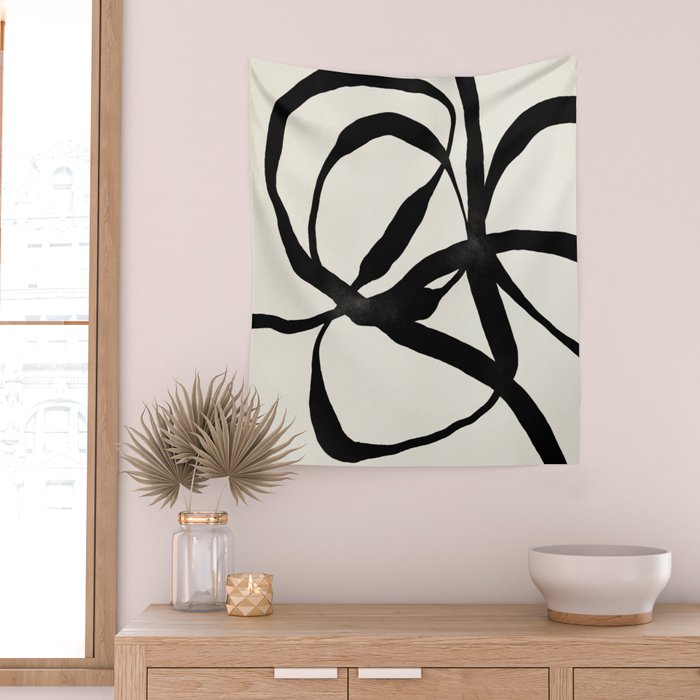Black Twist 1 - Modern Art Print Wall Tapestry Gallery Image 2