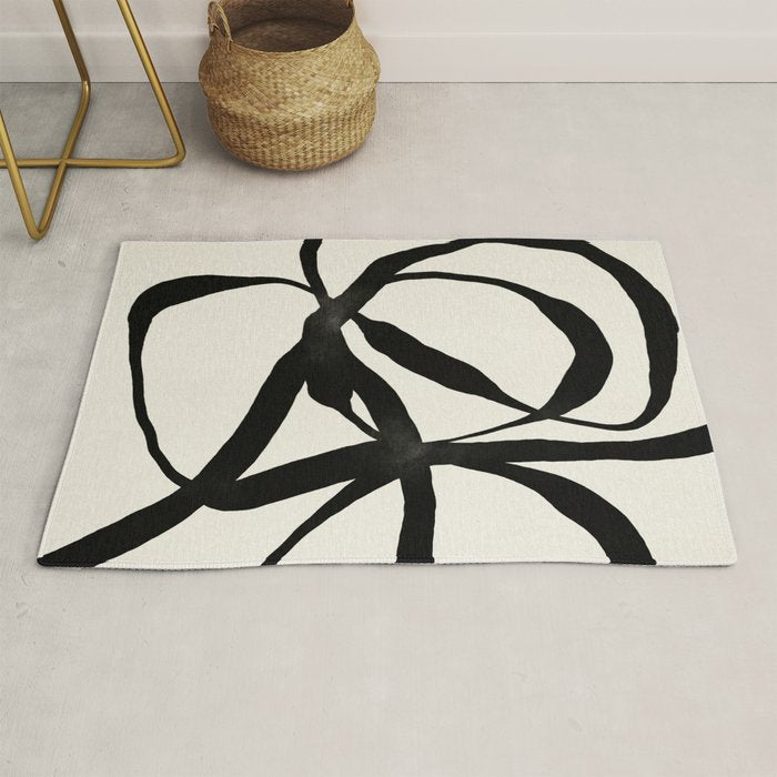 Black Twist 1 - Modern Art Print Rug Gallery Image 1