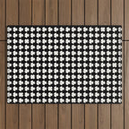 Clovers II Black and White Botanical Pattern Outdoor Rug Gallery Image 1