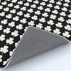 Clovers II Black and White Botanical Pattern Rug Gallery Image 4
