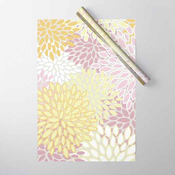 Floral Prints, Soft, Yellow and Pink, Design Prints Wrapping Paper Gallery Image 1