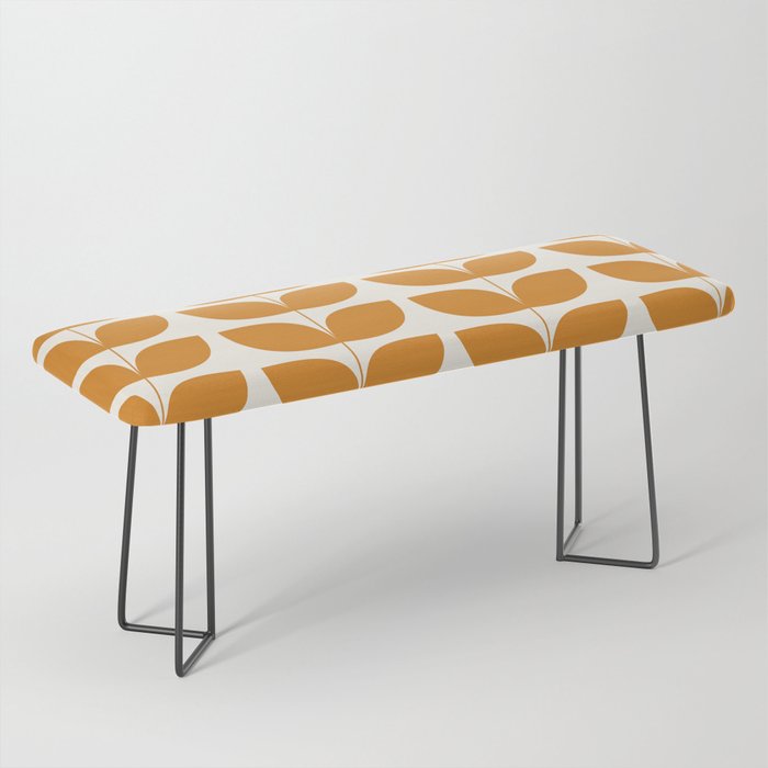 Danish Pattern Orange Mid Century Modern Bench Gallery Image 1