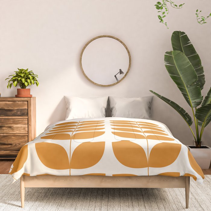 Danish Pattern Orange Mid Century Modern Comforter Gallery Image 3