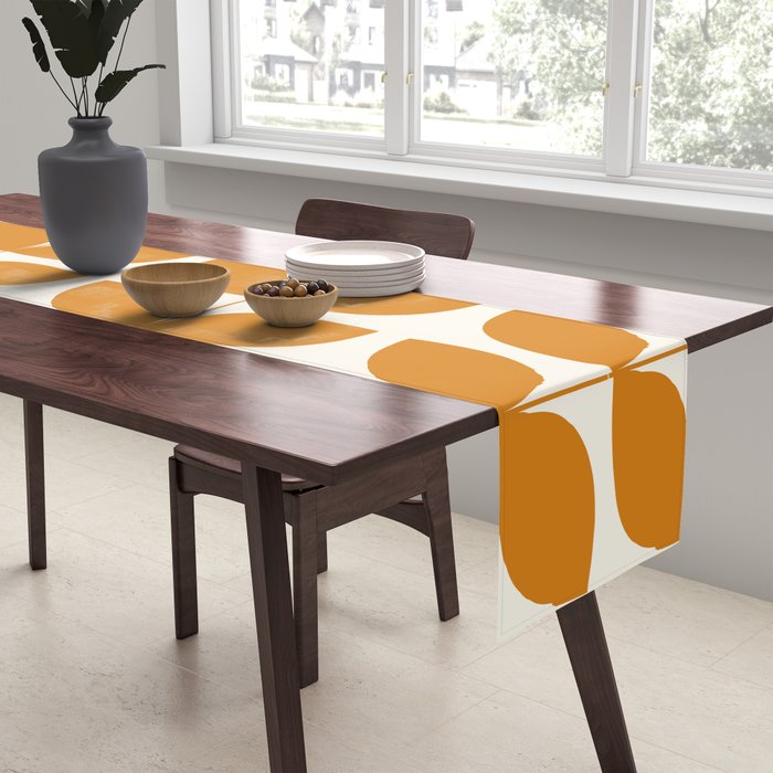 Danish Pattern Orange Mid Century Modern Table Runner Gallery Image 2