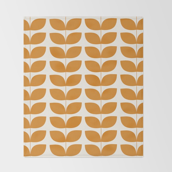 Danish Pattern Orange Mid Century Modern Throw Blanket Gallery Image 2