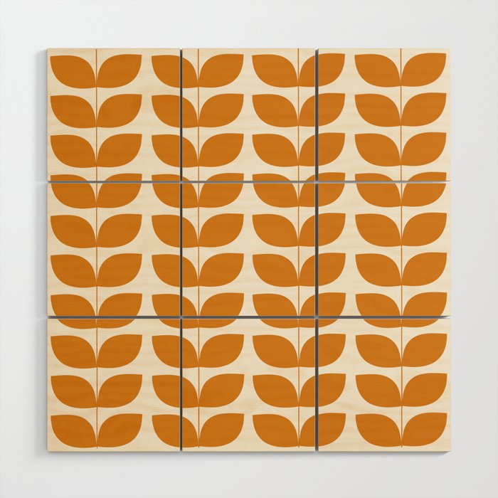 Danish Pattern Orange Mid Century Modern Wood Wall Art Gallery Image 1