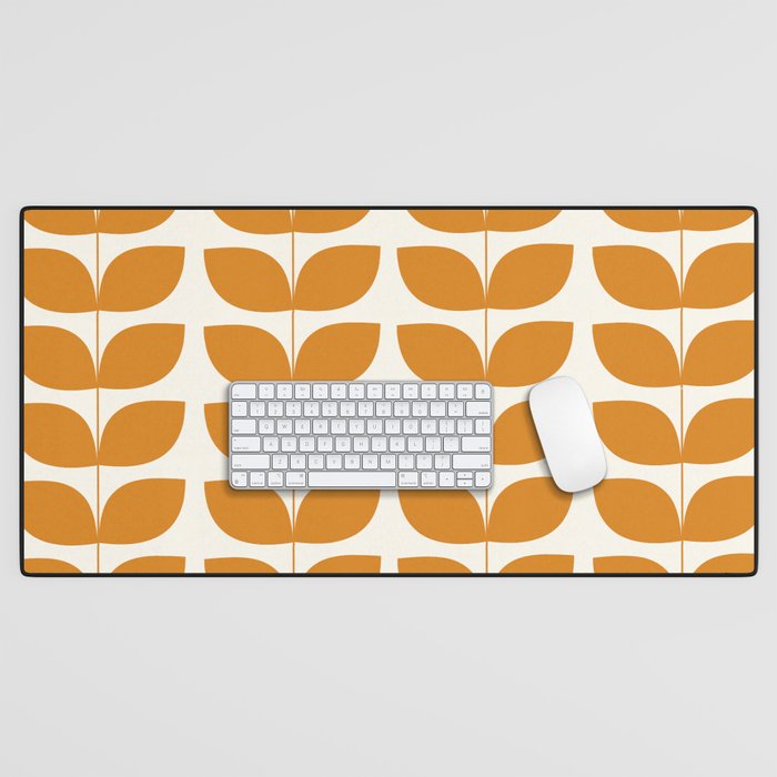 Danish Pattern Orange Mid Century Modern Desk Mat Gallery Image 1
