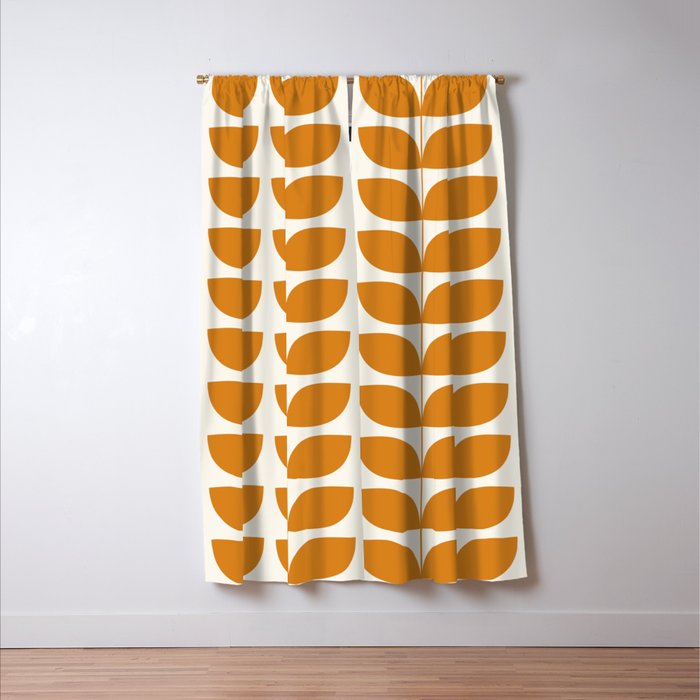 Danish Pattern Orange Mid Century Modern Window Curtain Gallery Image 3