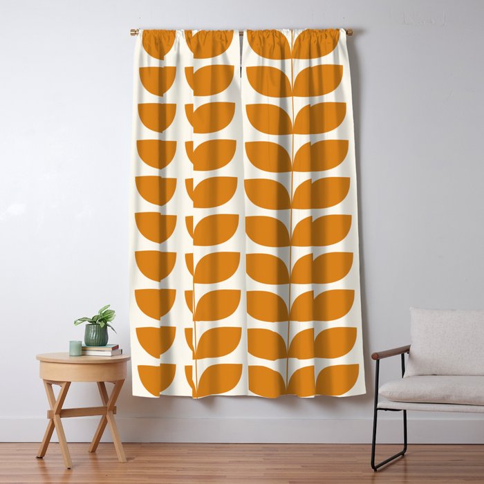 Danish Pattern Orange Mid Century Modern Window Curtain Gallery Image 5