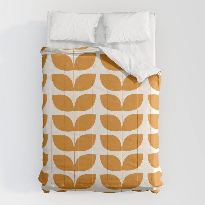 Danish Pattern Orange Mid Century Modern Comforter Gallery Image 6