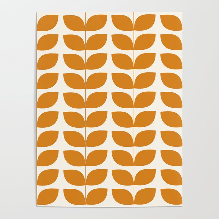 Danish Pattern Orange Mid Century Modern Poster Gallery Image 4