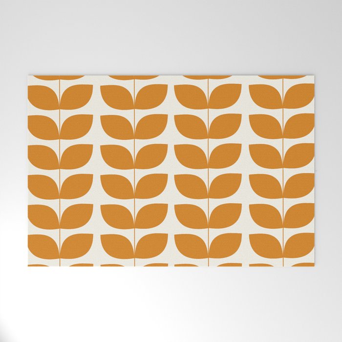 Danish Pattern Orange Mid Century Modern Welcome Mat Gallery Image 1
