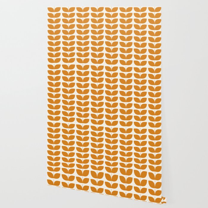 Danish Pattern Orange Mid Century Modern Wallpaper Gallery Image 2