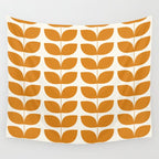 Danish Pattern Orange Mid Century Modern Wall Tapestry Gallery Image 4