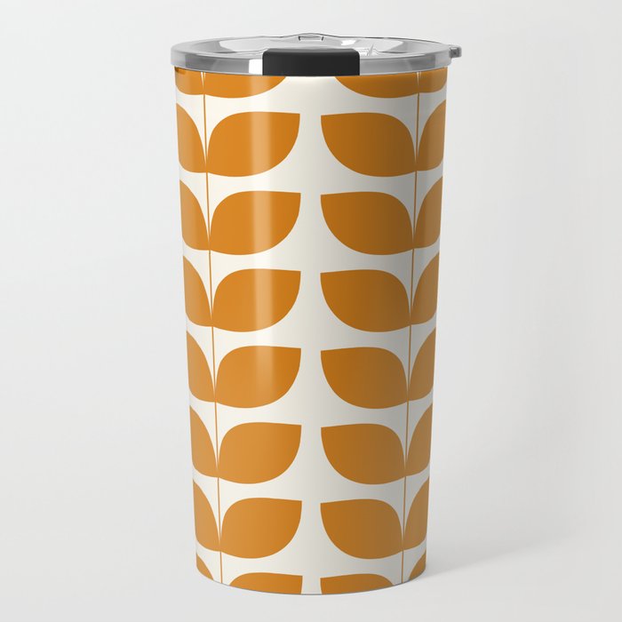 Danish Pattern Orange Mid Century Modern Travel Mug Gallery Image 1