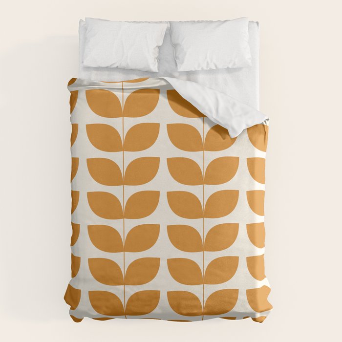 Danish Pattern Orange Mid Century Modern Duvet Cover Gallery Image 6