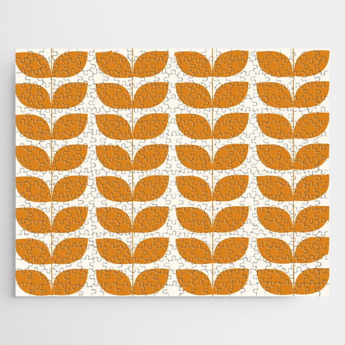 Danish Pattern Orange Mid Century Modern Jigsaw Puzzle Gallery Image 1