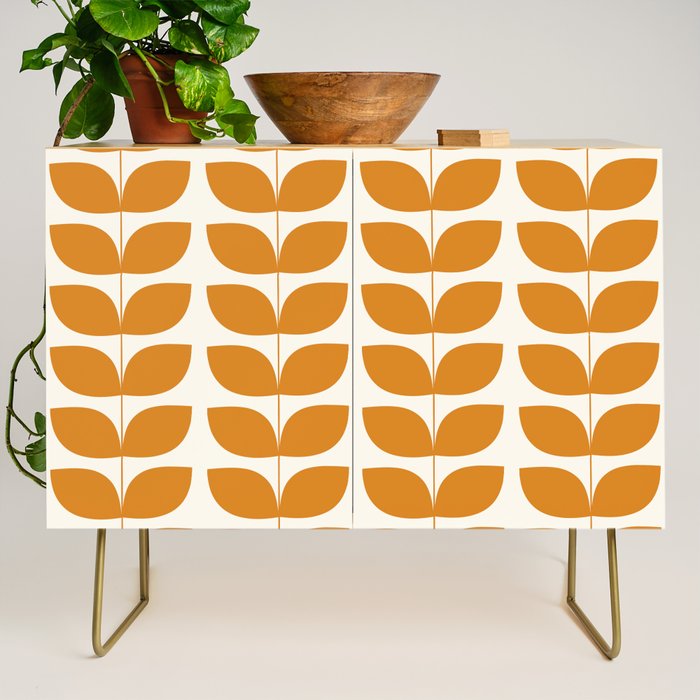 Danish Pattern Orange Mid Century Modern Credenza Gallery Image 1