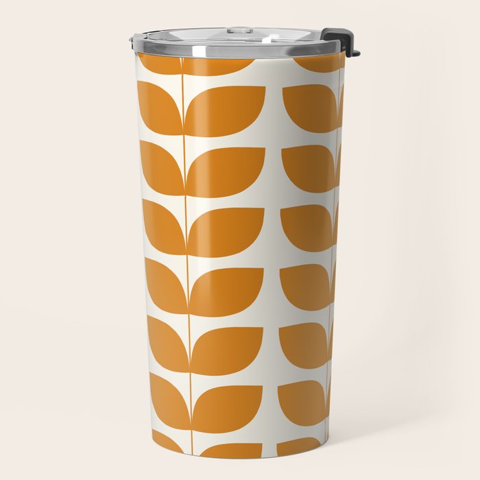 Danish Pattern Orange Mid Century Modern Travel Mug Gallery Image 2