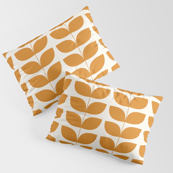 Danish Pattern Orange Mid Century Modern Pillow Sham Gallery Image 1