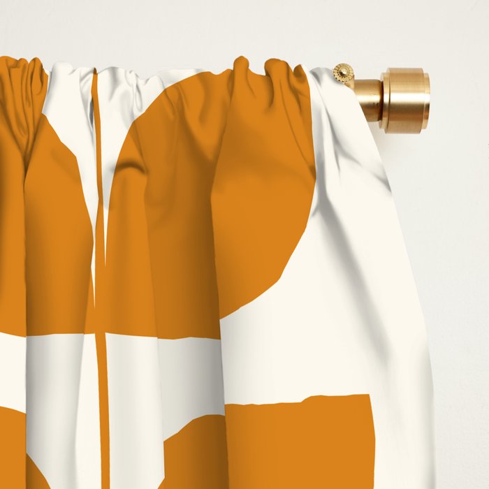 Danish Pattern Orange Mid Century Modern Window Curtain Gallery Image 2