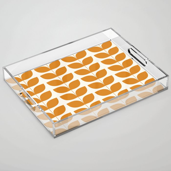 Danish Pattern Orange Mid Century Modern Acrylic Tray Gallery Image 1