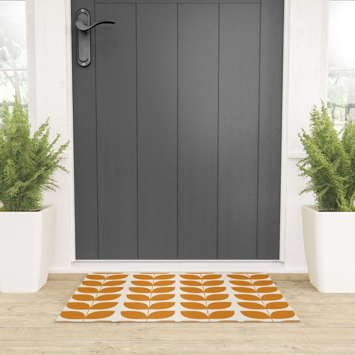 Danish Pattern Orange Mid Century Modern Welcome Mat Gallery Image 3