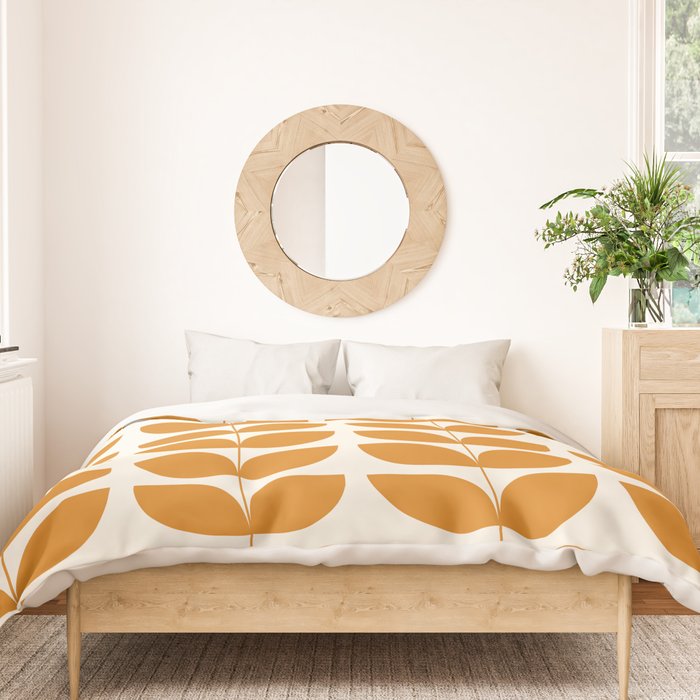 Danish Pattern Orange Mid Century Modern Duvet Cover Gallery Image 3