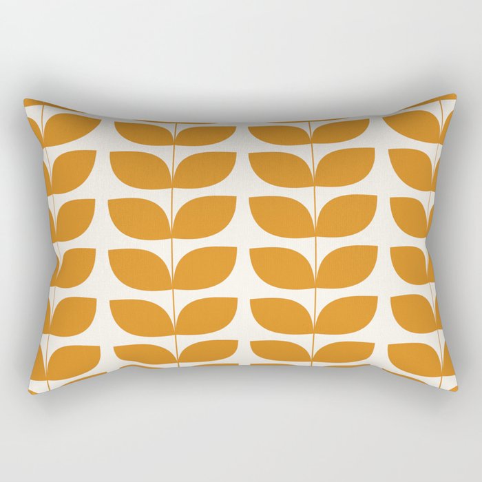 Danish Pattern Orange Mid Century Modern Rectangular Pillow Gallery Image 2