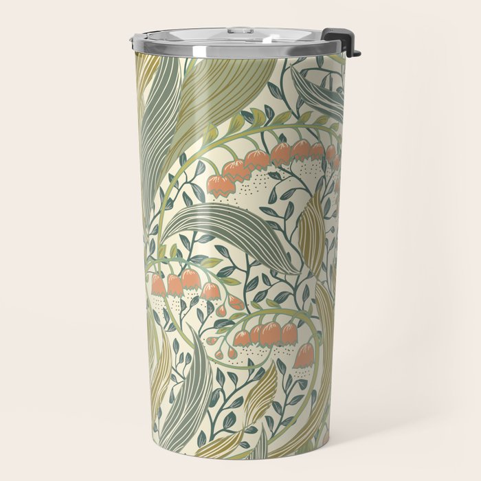 William Morris style lily of the valley light Travel Mug Gallery Image 2