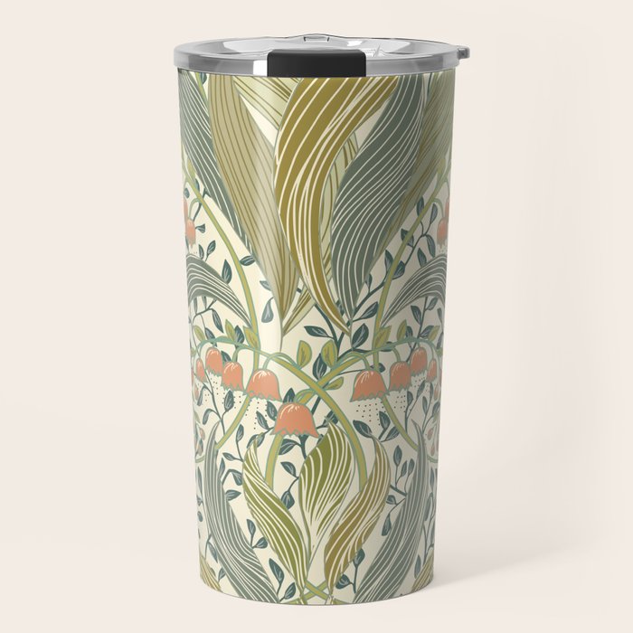 William Morris style lily of the valley light Travel Mug Gallery Image 1