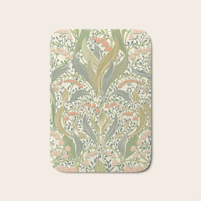 William Morris style lily of the valley light Bath Mat Gallery Image 1