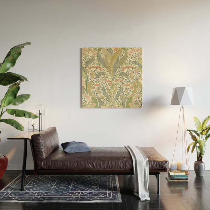 William Morris style lily of the valley light Wood Wall Art Gallery Image 2