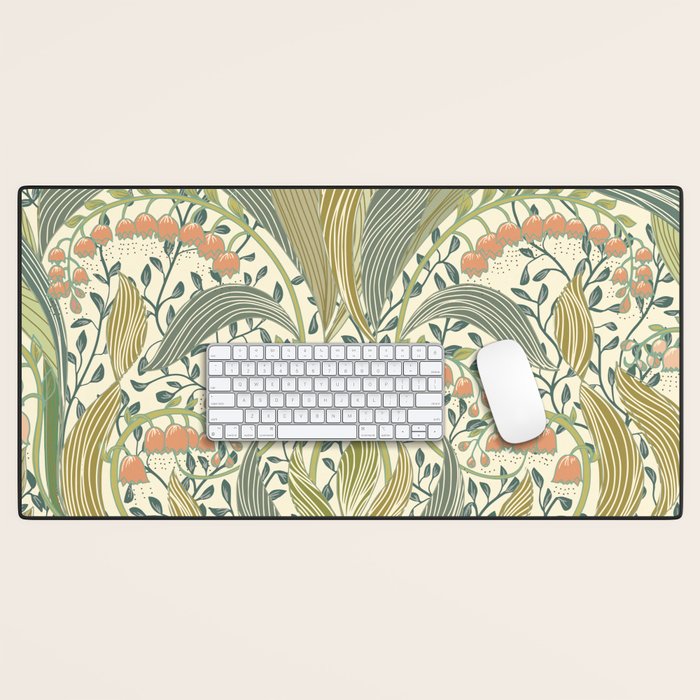 William Morris style lily of the valley light Desk Mat Gallery Image 1
