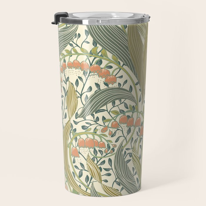 William Morris style lily of the valley light Travel Mug Gallery Image 3