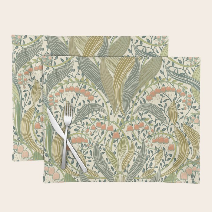 William Morris style lily of the valley light Placemat Gallery Image 1