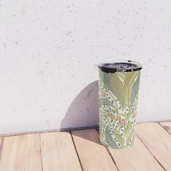 William Morris style lily of the valley light Travel Mug Gallery Image 4