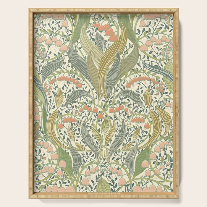 William Morris style lily of the valley light Serving Tray Gallery Image 1