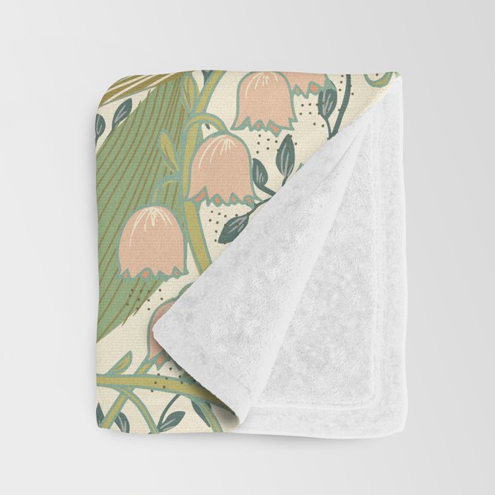 William Morris style lily of the valley light Throw Blanket Gallery Image 3