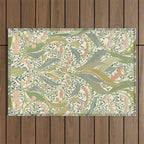 William Morris style lily of the valley light Outdoor Rug Gallery Image 1