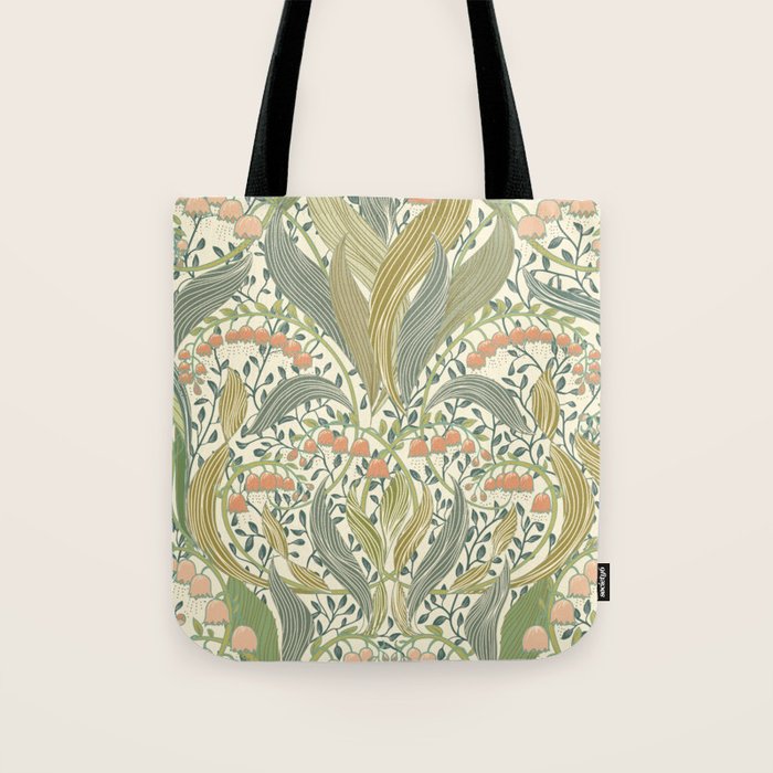 William Morris style lily of the valley light Tote Bag Gallery Image 1